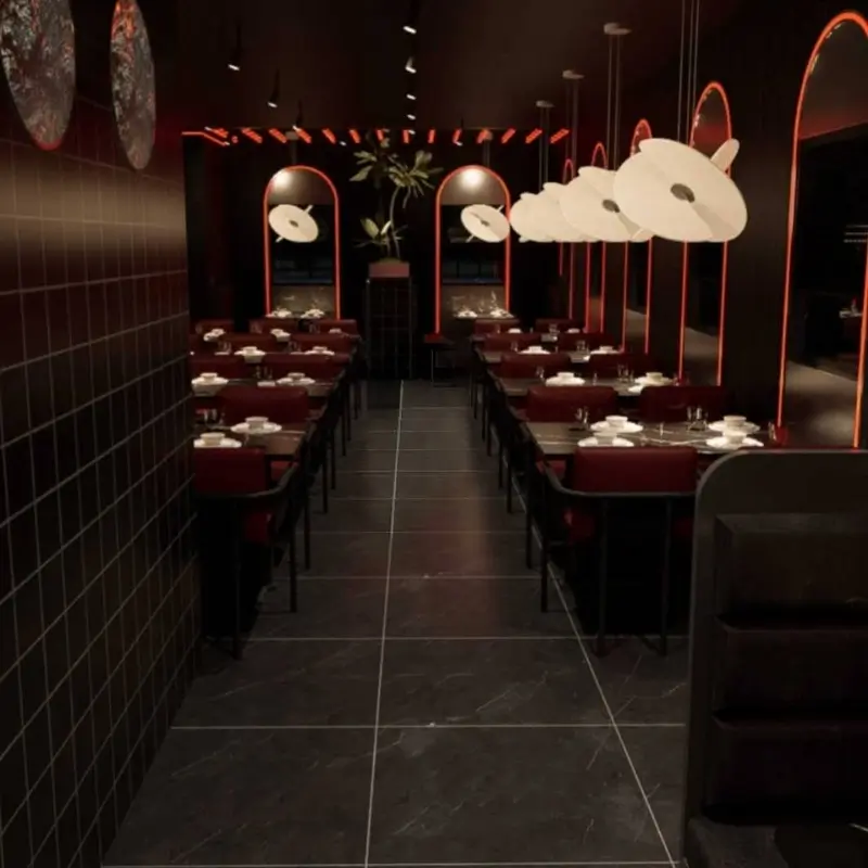 Elegant dining space with neatly arranged tables at Hungry Bowl, a Buffet Restaurant in Bowie